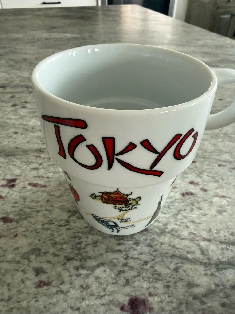 Stackable City Mugs Set - White with Multicolor City Names